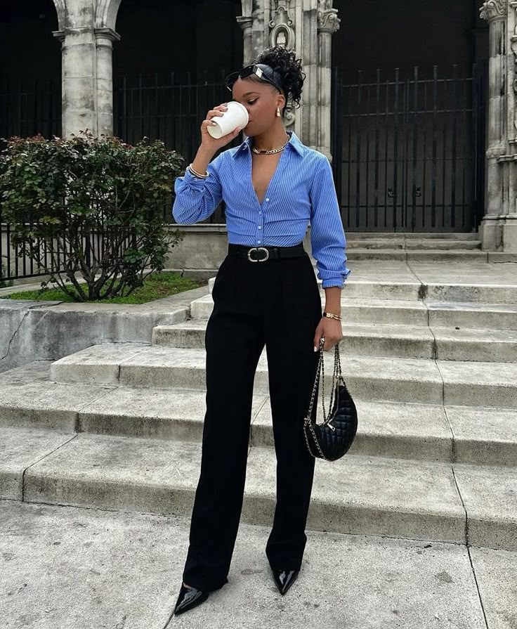 Blue Dress Shirt & Black Pants: The Classic Look