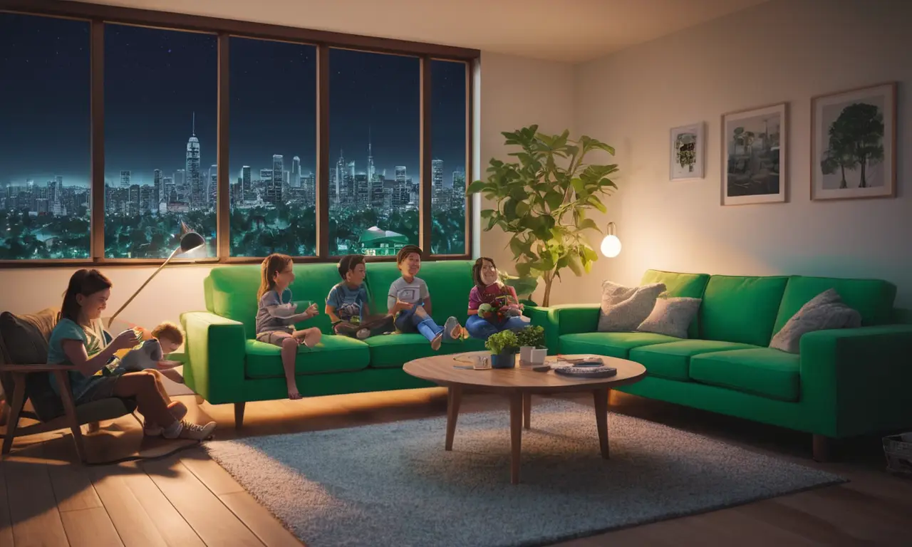 Un hogar moderno y acogedor iluminado por LEDs brillantes