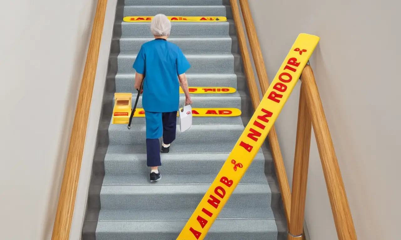 Un accidente en las escaleras con una familia que se apoya mutuamente