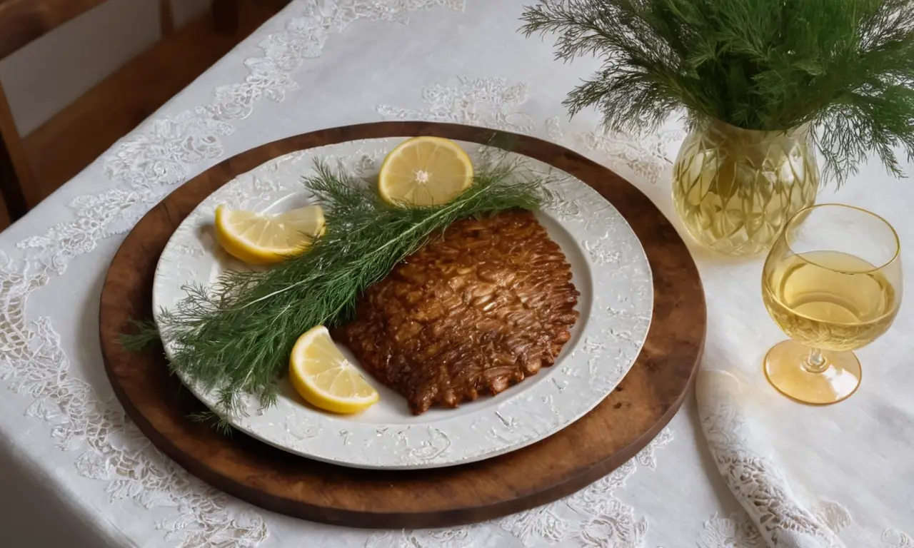 Un banquete de pescado dorado y sabores frescos