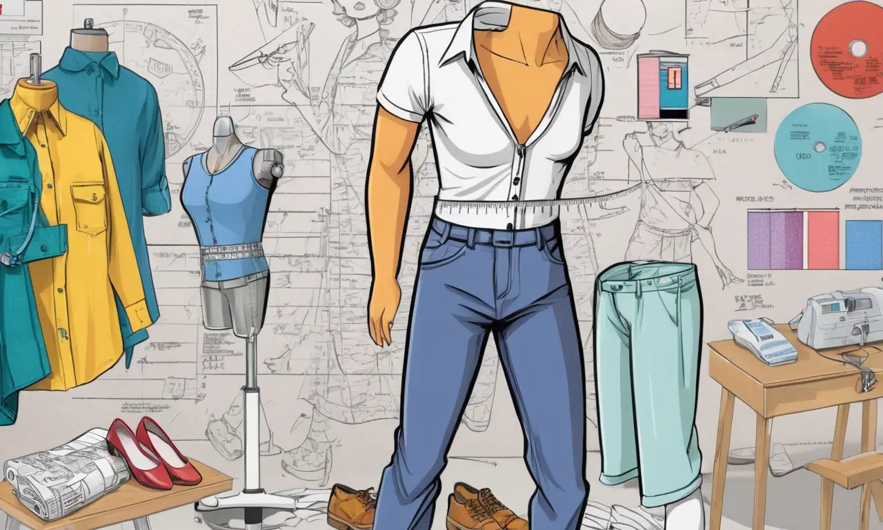 Un maniquí con ropa y herramientas de costura