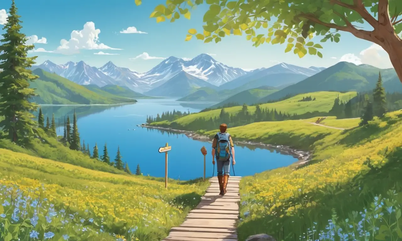 Un sendero tranquilo invita a un caminante feliz