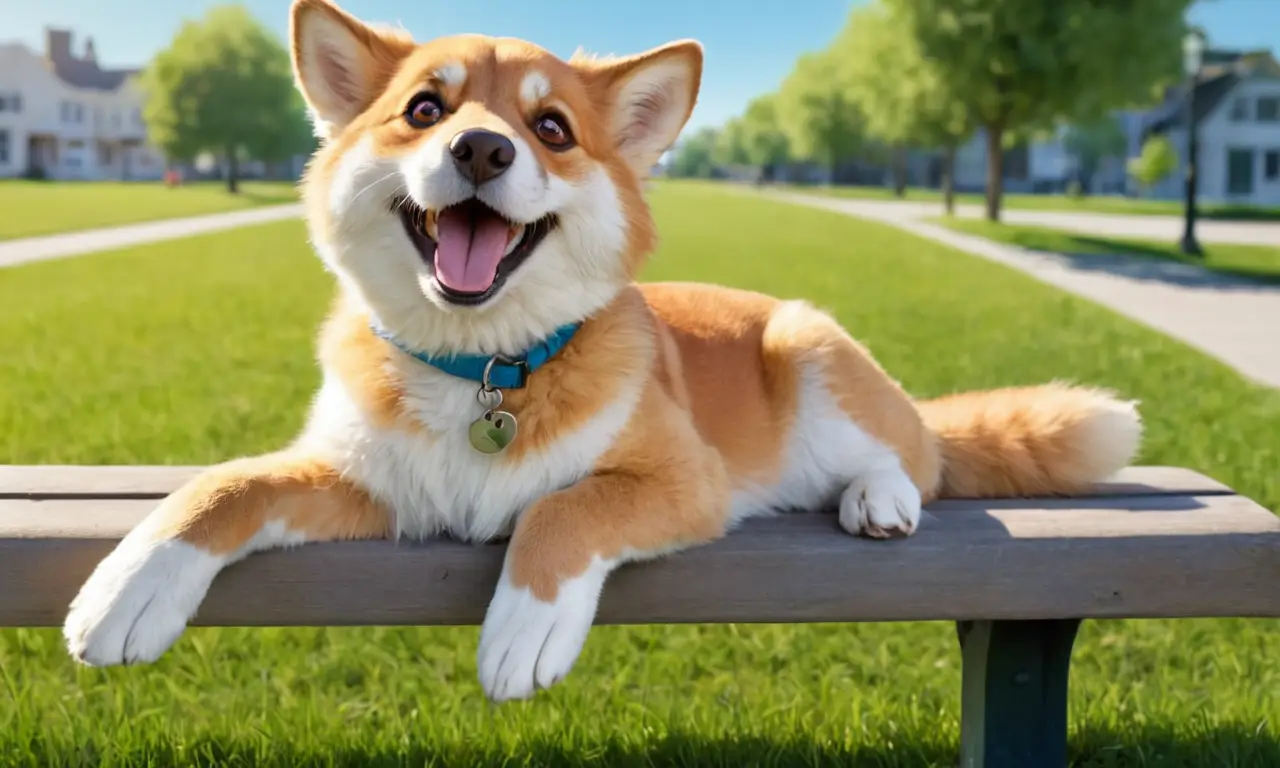 Un perro feliz disfruta de un día soleado en el parque