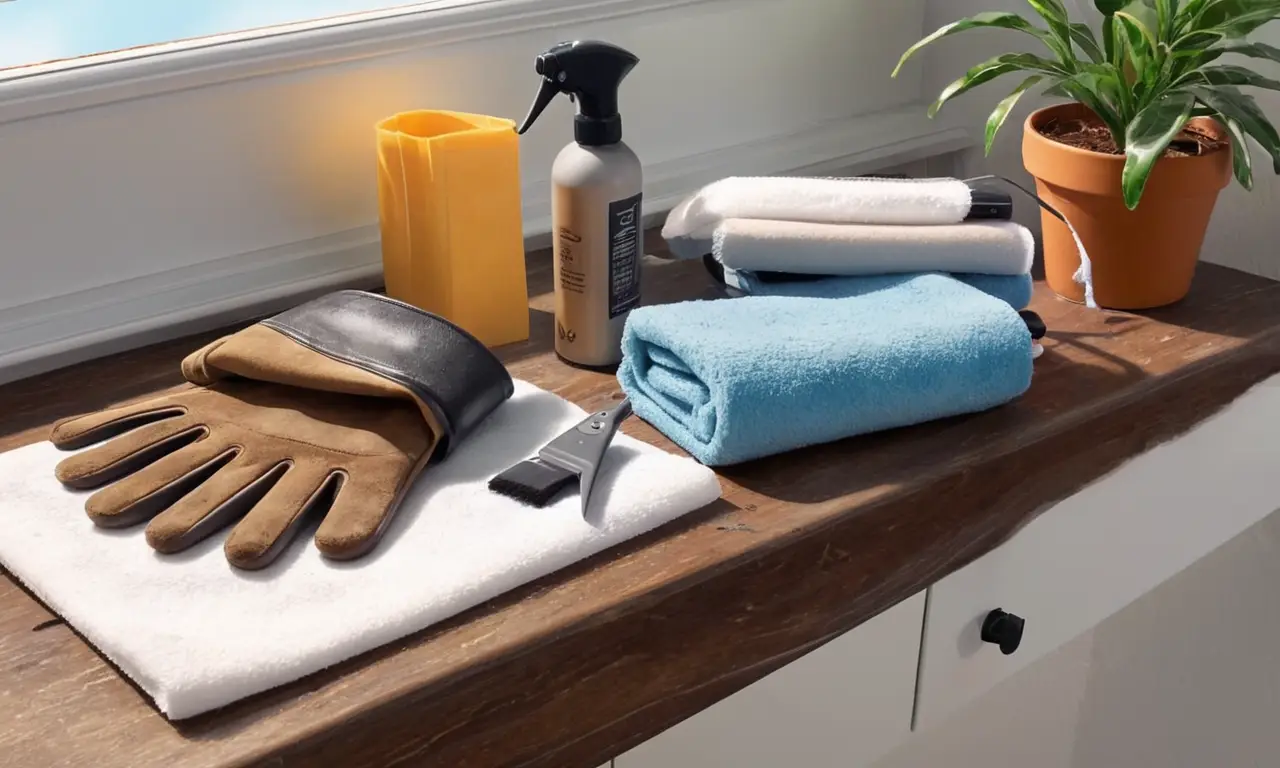Necesitas herramientas y productos para limpiar y reparar un bolso de ante marrón