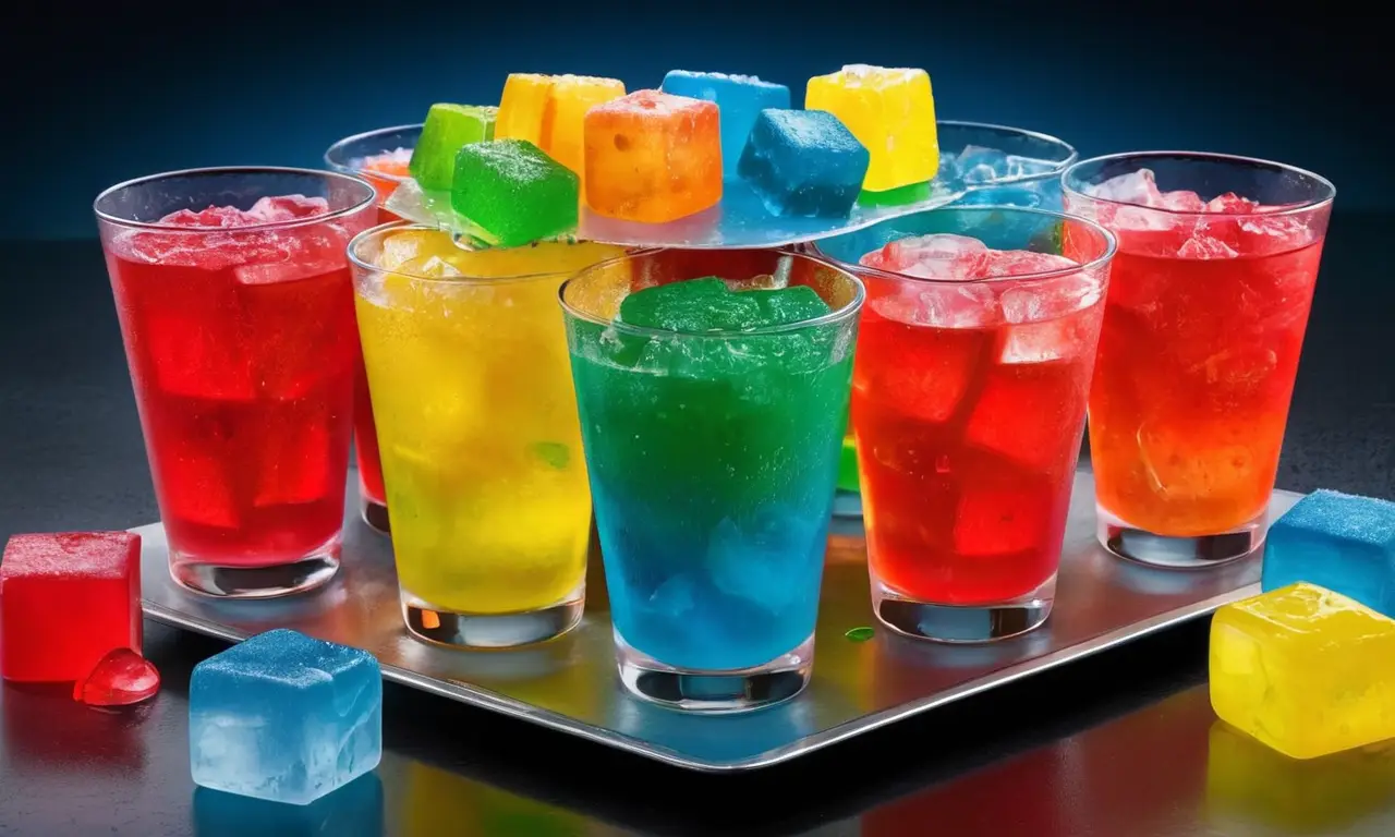 Una fiesta vibrante llena de risas y jello shots coloridos