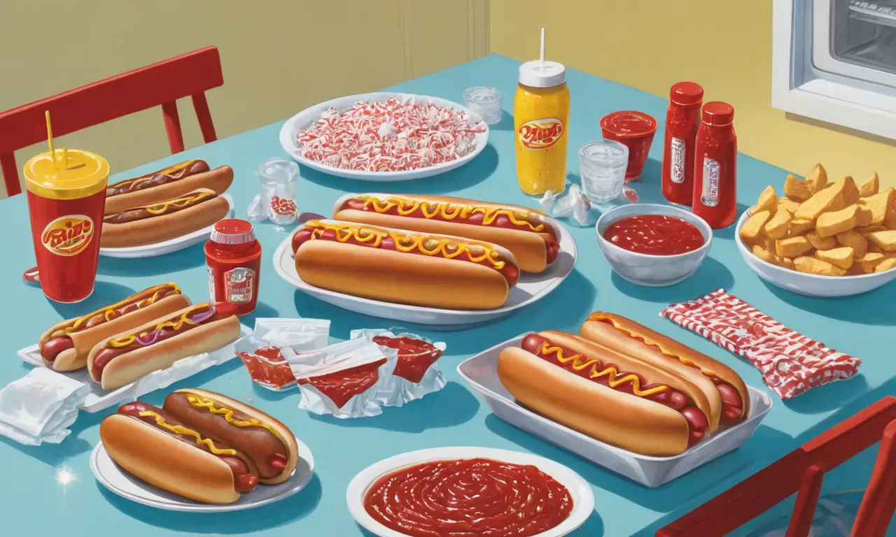 Una cena familiar de hot dogs se prepara