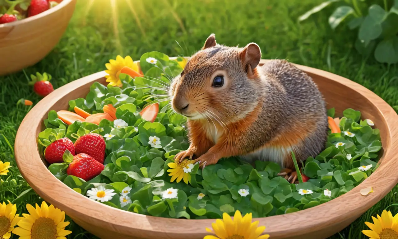 Un festín de verano para un feliz ardillas