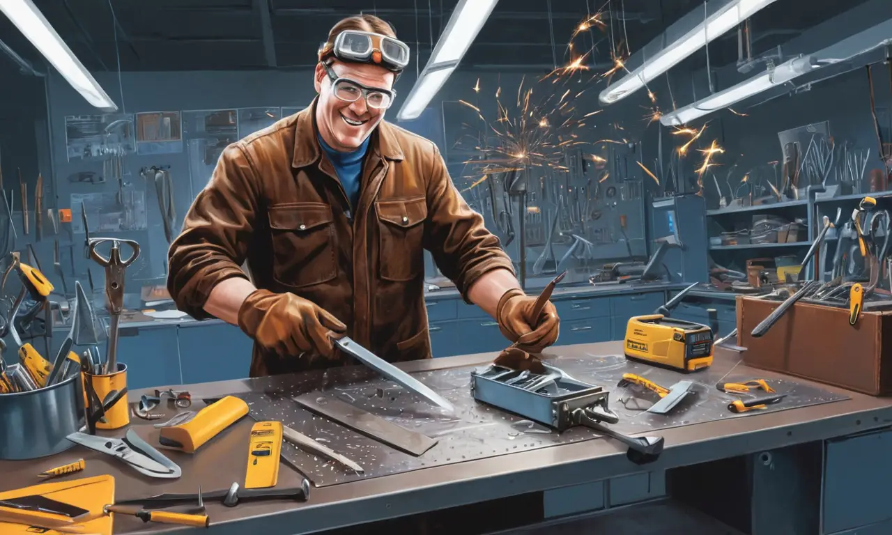 Un trabajador feliz y seguro realiza su trabajo en un taller moderno