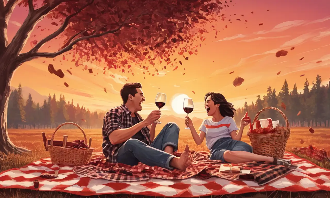 Un picnic romántico al atardecer