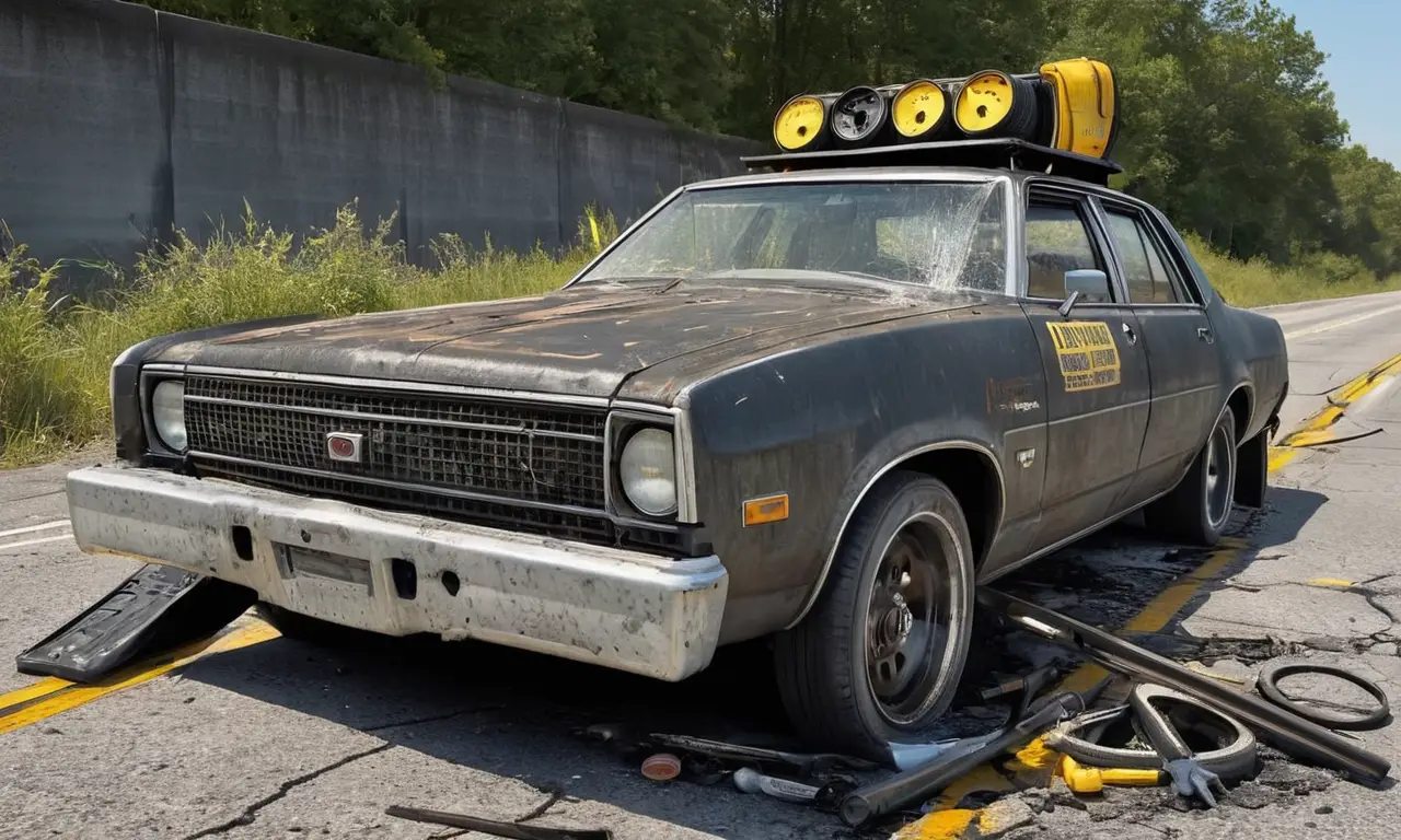Un coche abandonado y en completo estado de abandono