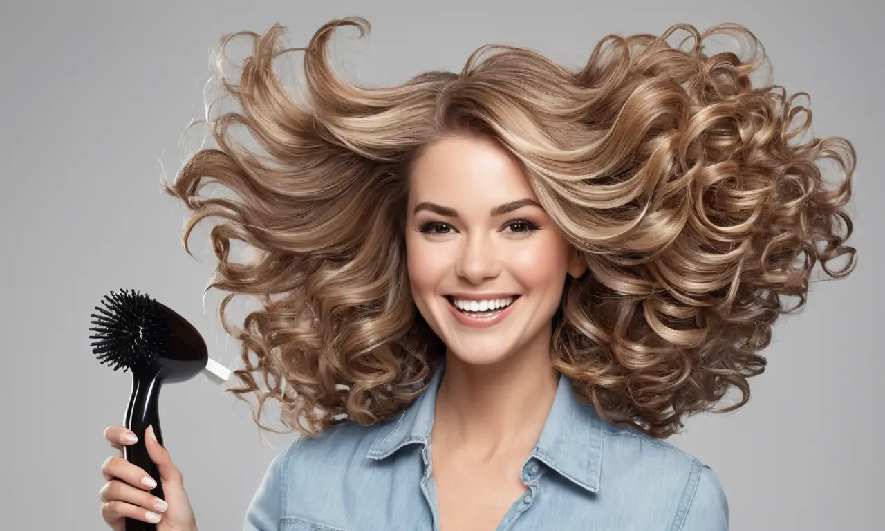 Una mujer feliz disfruta de su cabello hermoso y cuidado