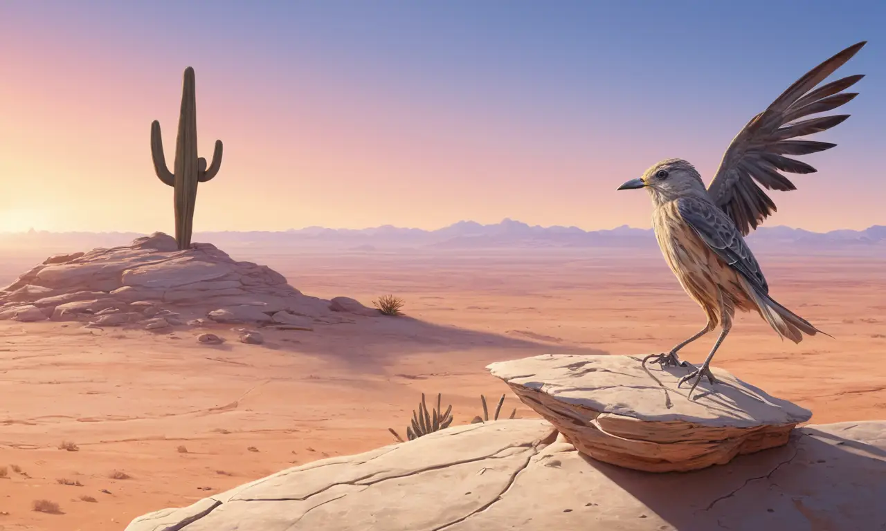 Un ave de un solo pie resiste en el vasto desierto