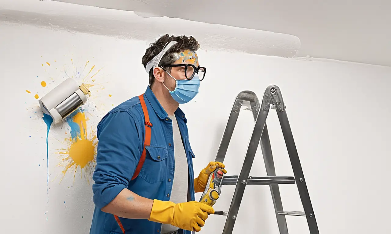 Un pintor trabaja con dedicación en una pared blanca