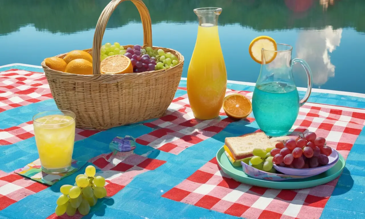 Un día perfecto de picnic al lado del lago
