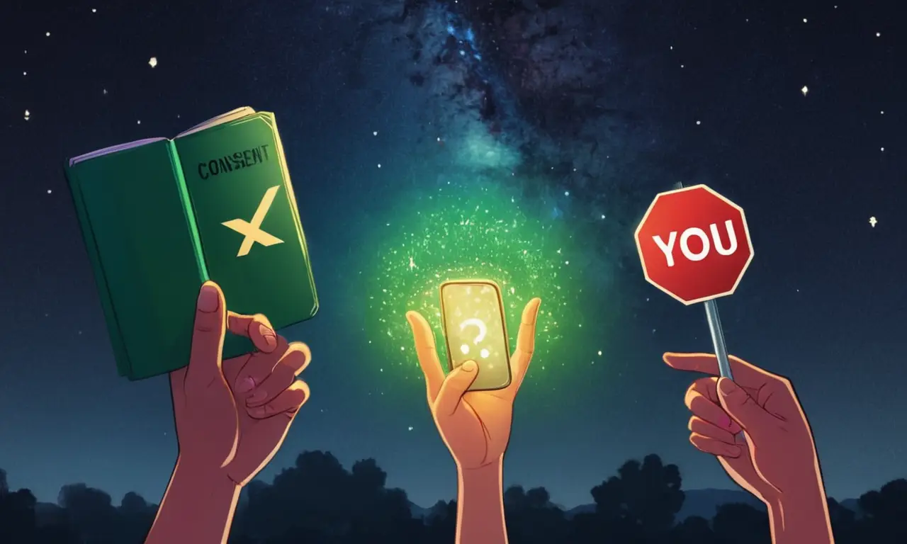 Un gesto de consentimiento bajo un cielo estrellado