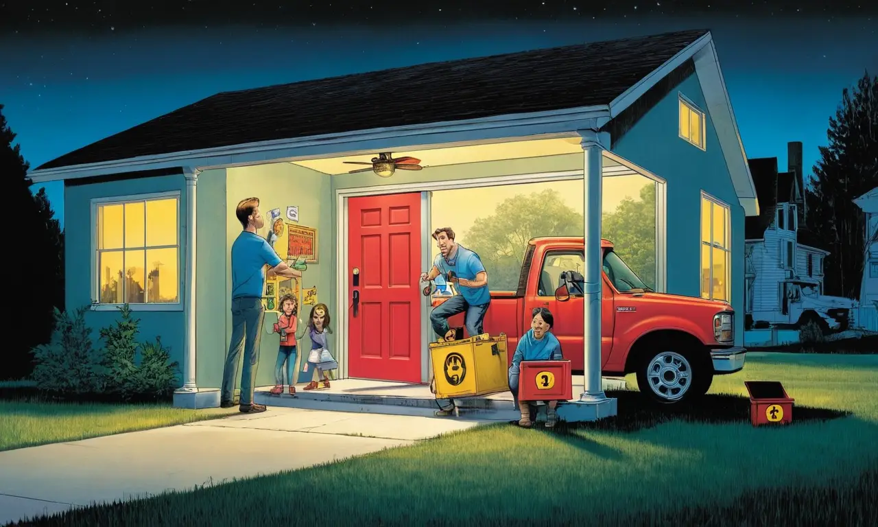 Una familia feliz se muda a su nueva casa