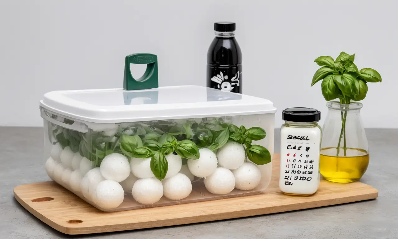 Un refrigerador con ingredientes para una ensalada caprese