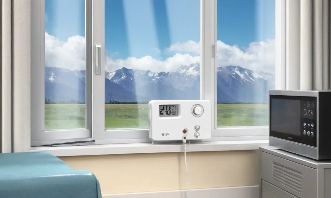 Un aire acondicionado refresca una habitación soleada donde la gente disfruta