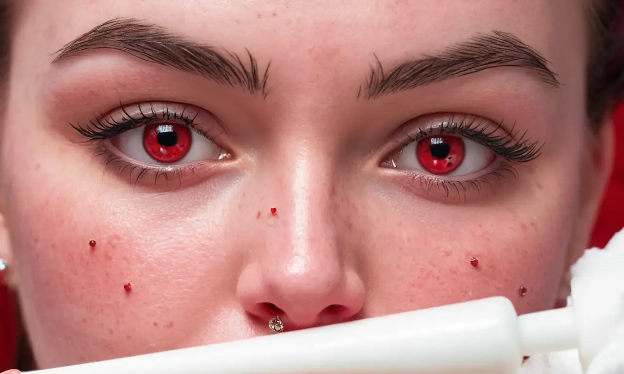 Un piercing del ceño irritado necesita cuidado con solución salina