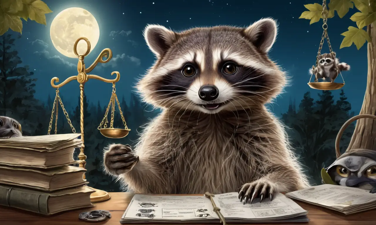Un mapache busca justicia bajo la luz de la luna