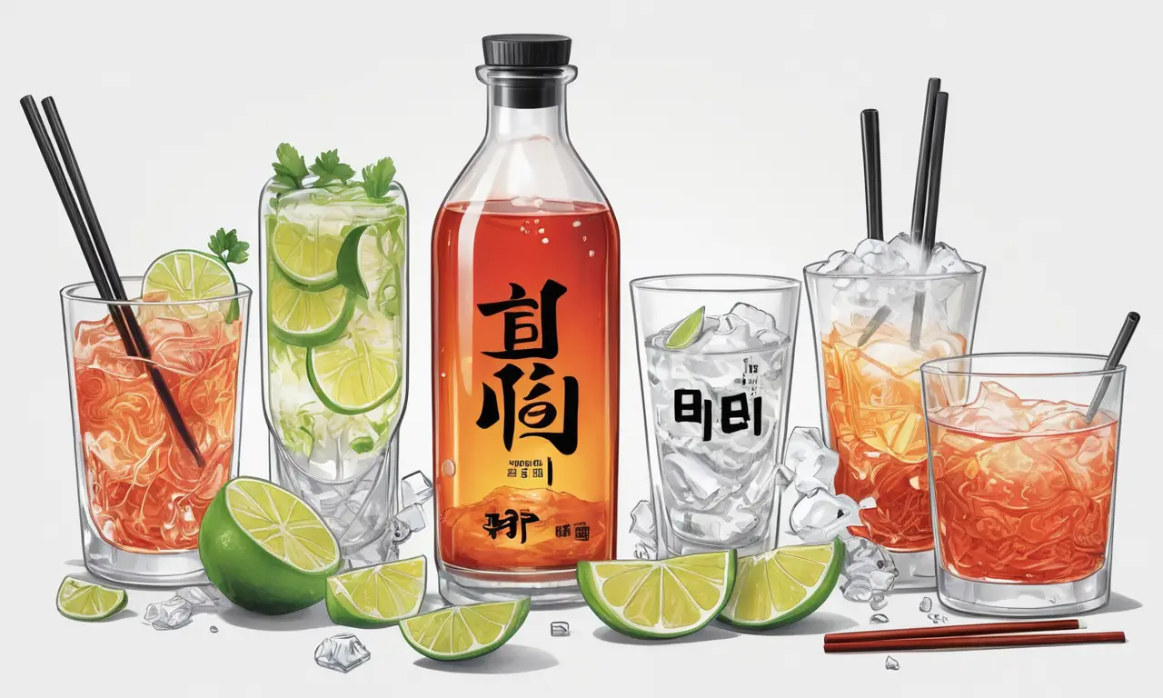Un banquete coreano con bebidas y comida tradicional