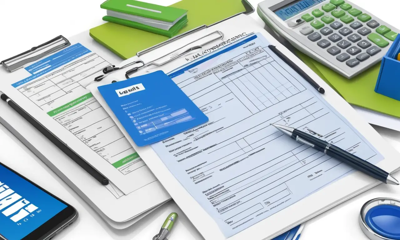 Un escritorio de trabajo con herramientas para gestionar seguros