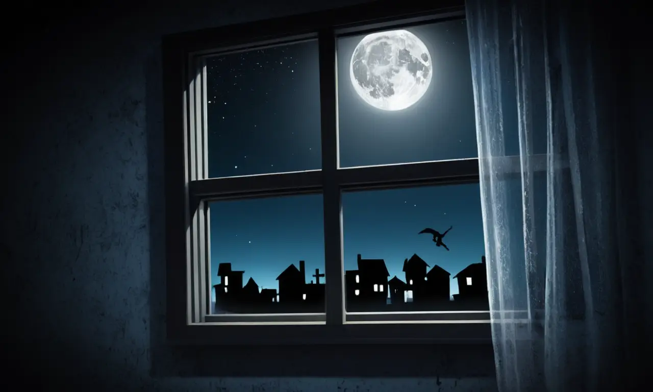 Una casa oscura y vigilada bajo la luz de luna llena