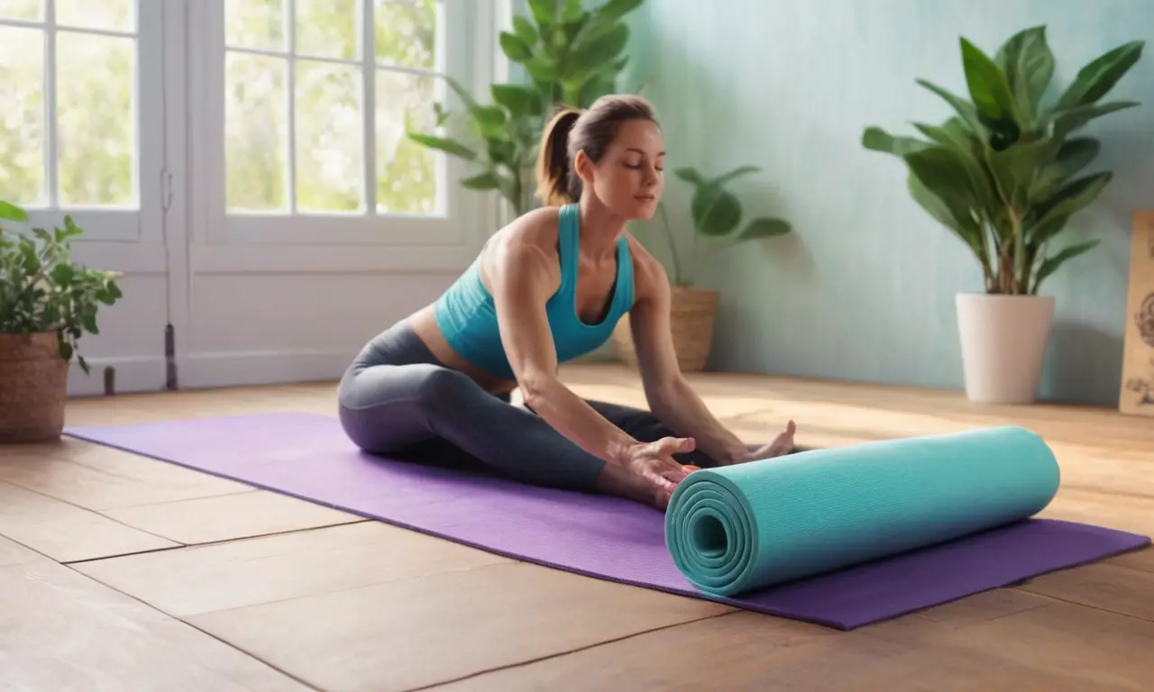 Una mujer practica yoga con serenidad en un estudio luminoso