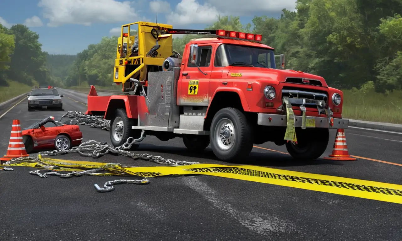 Un camión de remolque acciona su equipo para rescatar un coche averiado