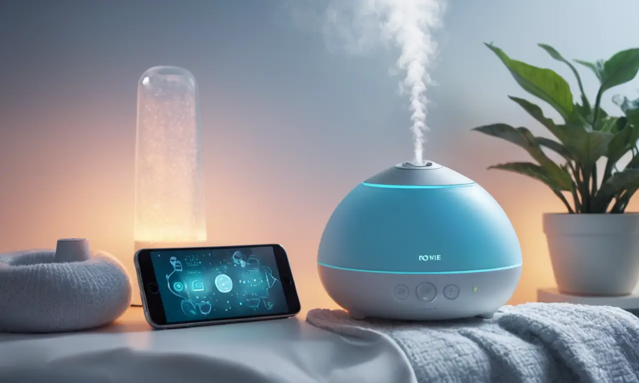 Un ambiente relajante con un humidificador moderno y una guía para elegir el dispositivo adecuado