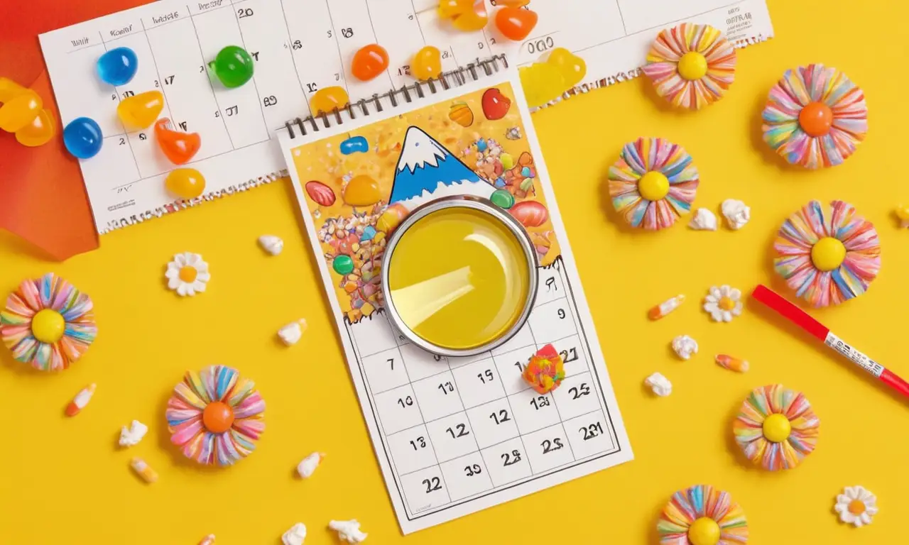 Un calendario con dulces marchitos y un ambiente melancólico