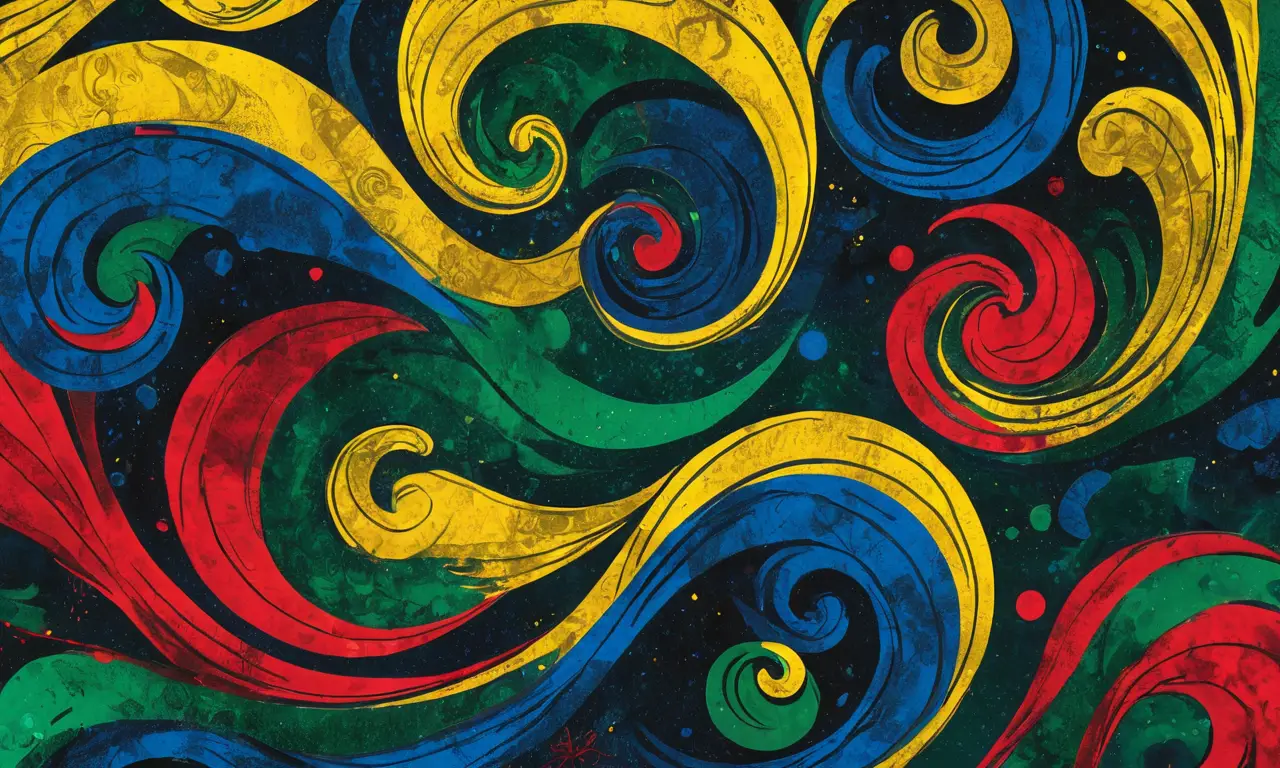 Una explosión de colores y texturas en tinta negra