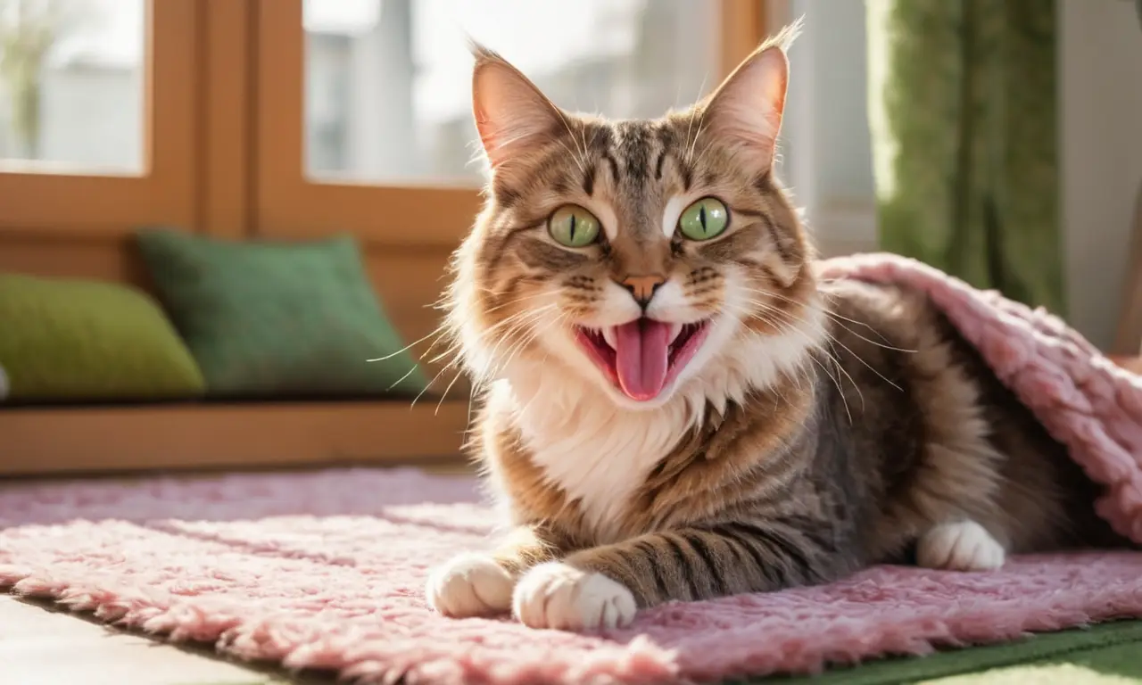 Un gato cariñoso disfruta de un momento tranquilo en una habitación acogedora