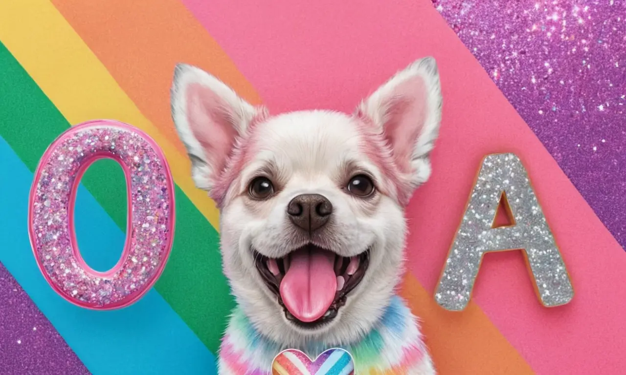 Un cachorro gay y adorable con detalles brillantes y coloridos