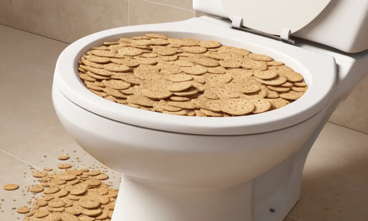 Un Triscuit se mueve a través del tracto digestivo hasta llegar al inodoro