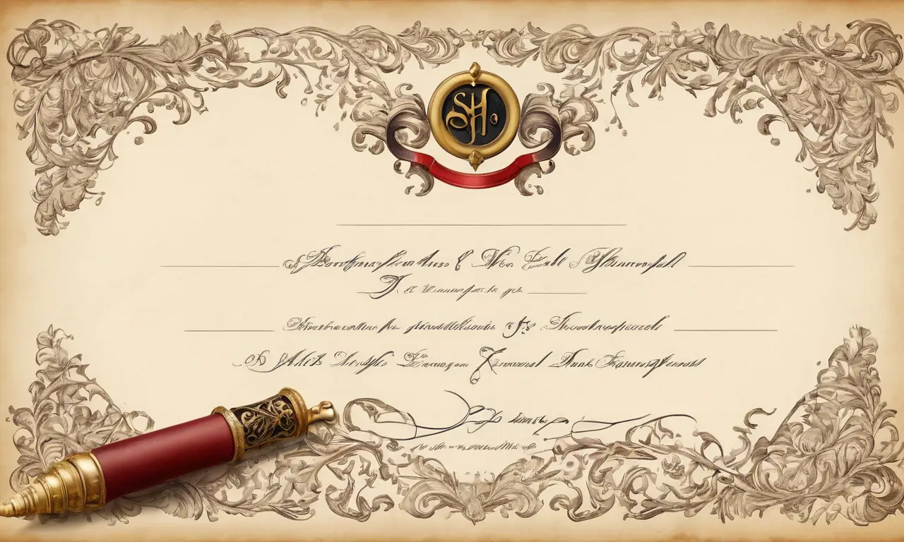 Una carta formal antigua con detalles elaborados