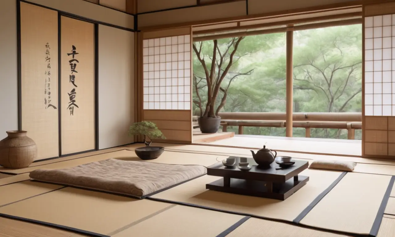 Un espacio japonés tradicional evoca paz y minimalismo