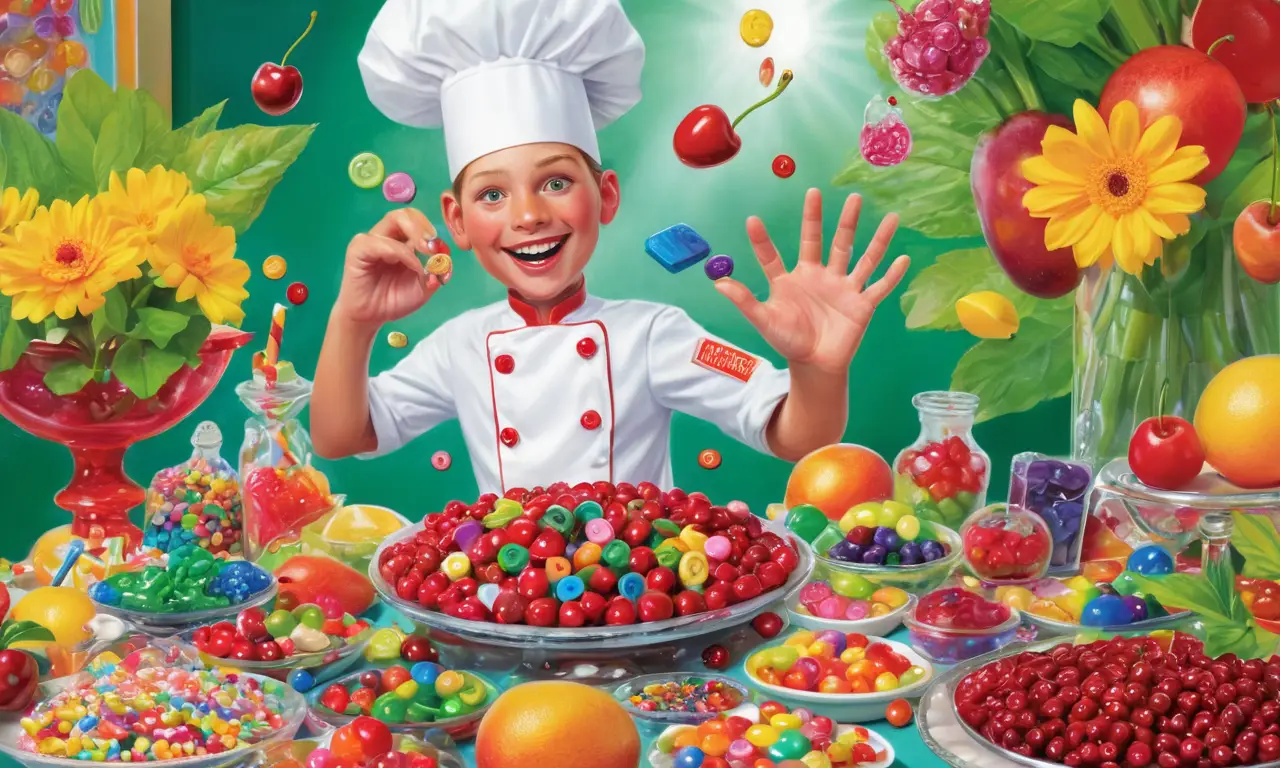 Un escaparate de feria infantil lleno de detalles coloridos y atractivos