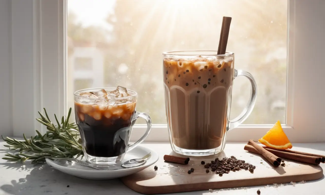 Un café helado artesanal con ingredientes aromáticos y un toque de frescura