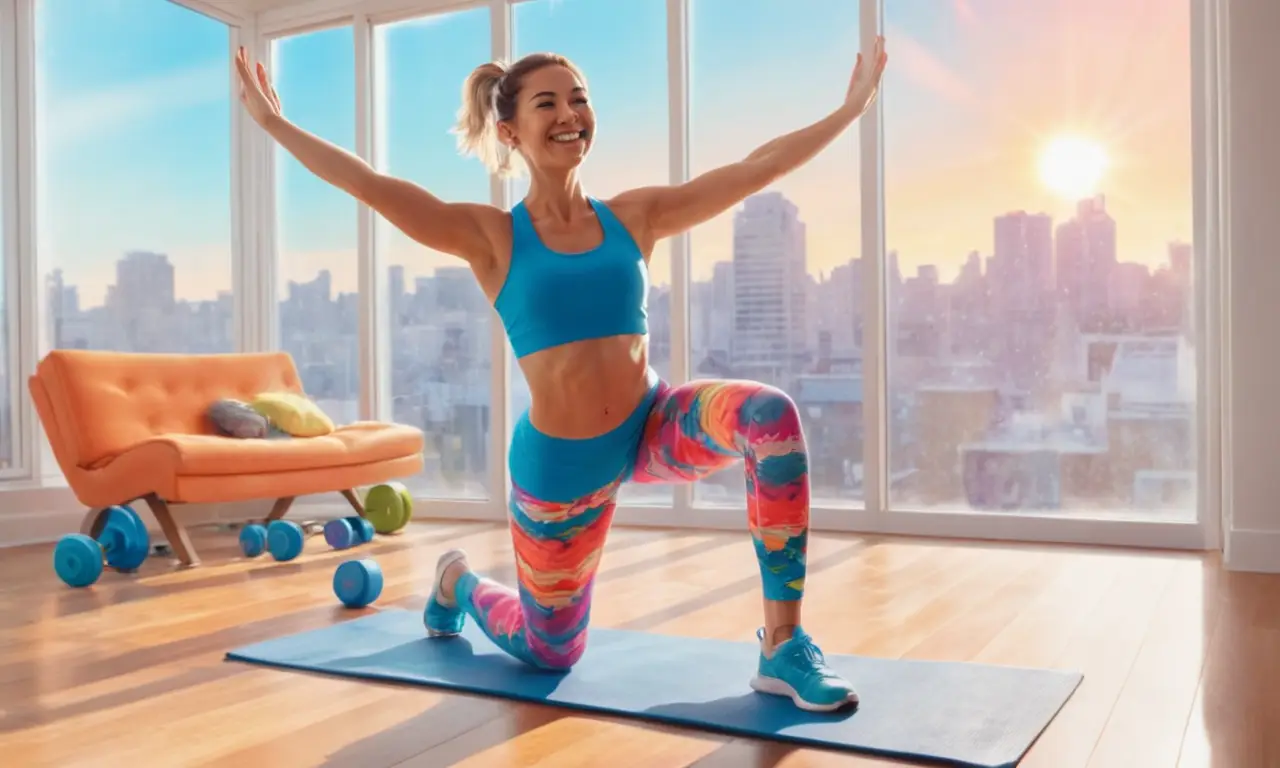 Una mujer se ejercita con energía en un gimnasio luminoso