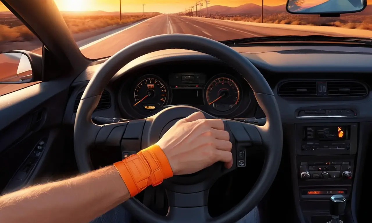 Un viaje en coche al atardecer