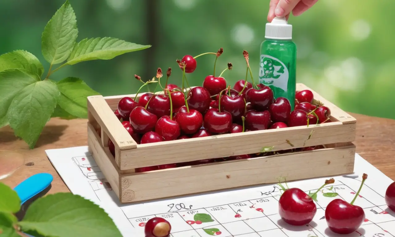 Un agricultor selecciona cerezas para su cosecha