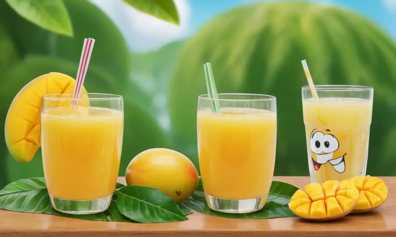 Dos personas reaccionan de manera opuesta al jugo de mango