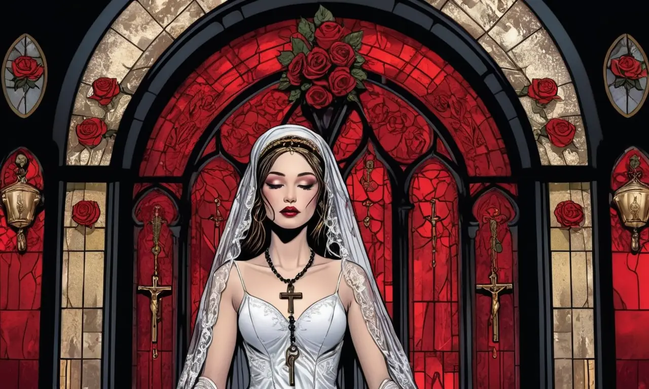 Una novia gótica se prepara para un ritual oscuro