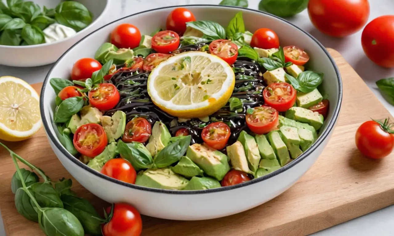 Un delicioso y colorido ensalada fresca
