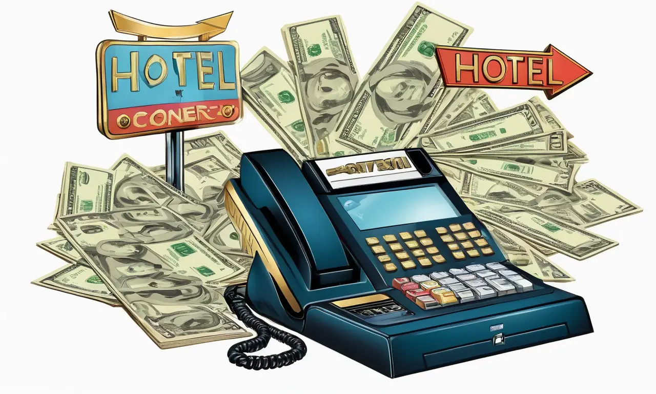 Un cartel de hotel con información sobre precios y contacto