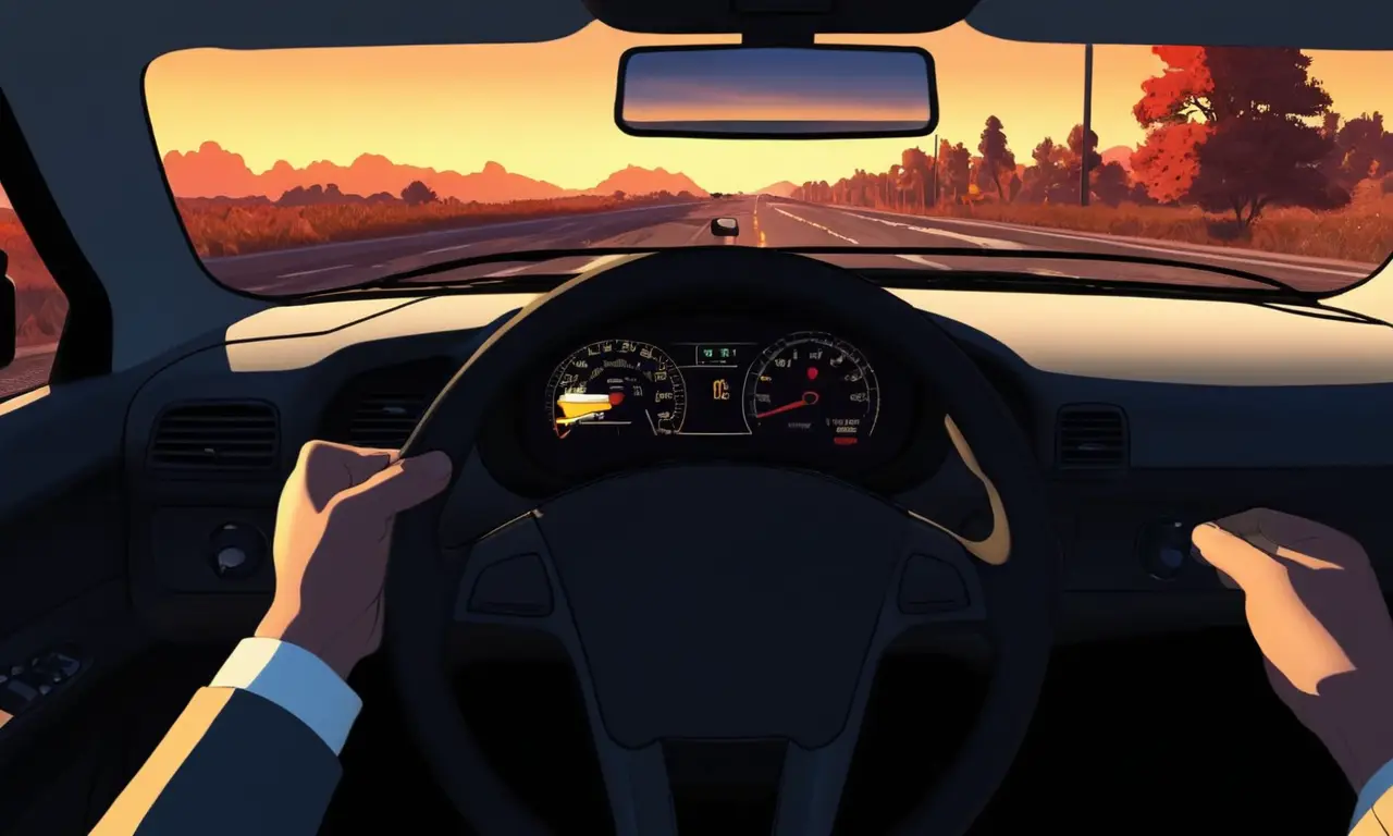 Un viaje tranquilo bajo un cielo de atardecer se ve interrumpido por la lejana presencia policial