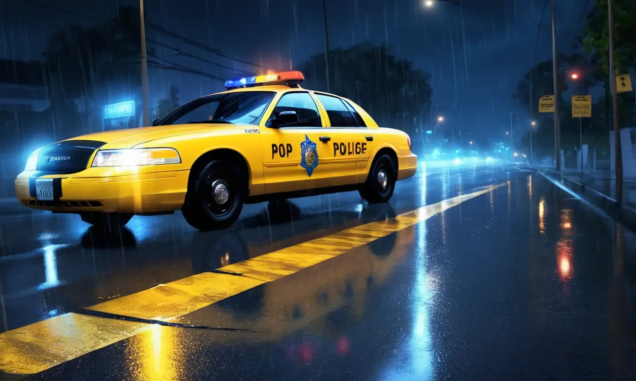 Una escena de crimen bajo la lluvia