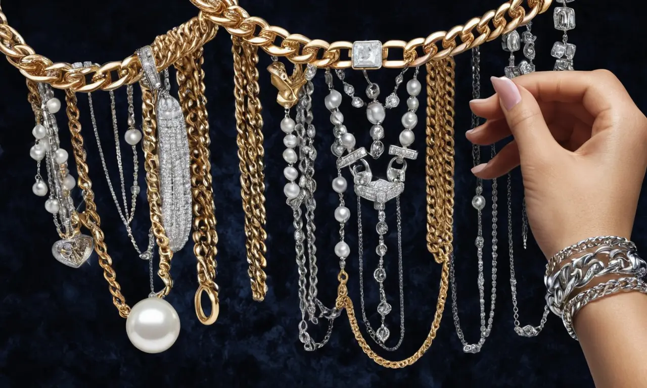 Un collar brilla con piedras preciosas sobre un fondo de terciopelo