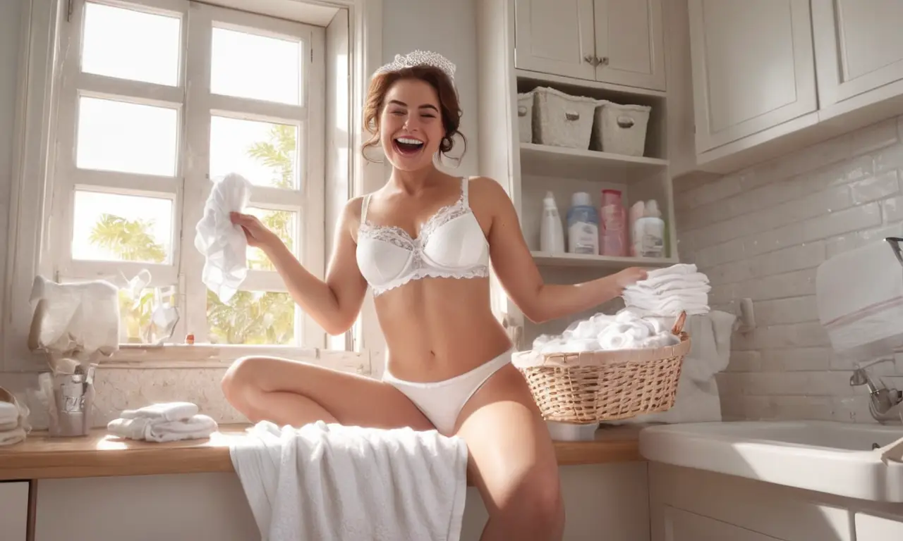 Una mujer disfruta de la satisfacción de la ropa limpia y ordenada